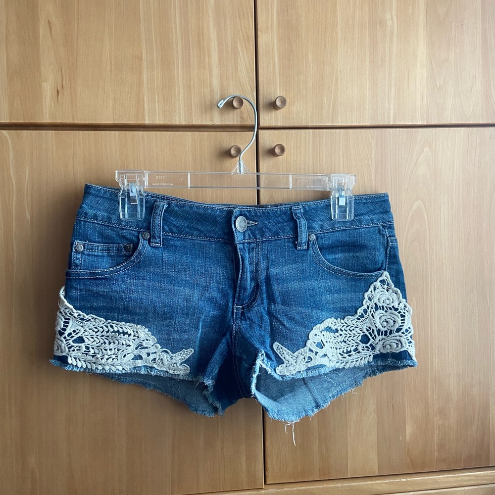 Denim jeans lace shorts